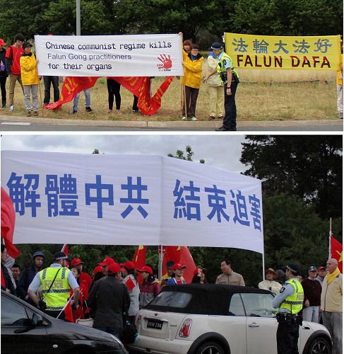 警察制止不明真相的学生製造事端。