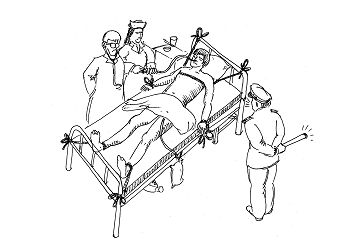 中共酷刑示意图：强行灌食不明药物