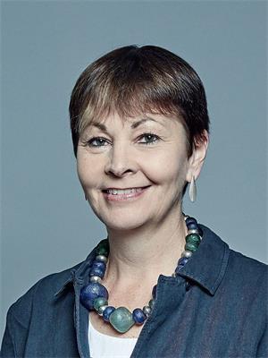 '图2：英国下议院议员，卡洛琳·卢卡斯（Caroline Lucas）表示会与世界各地的法轮功学员站在一起。'